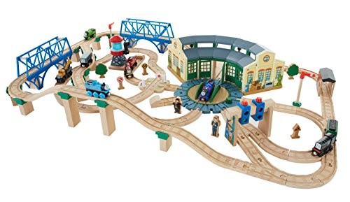 Fisher-Price Thomas the Train Wooden Railway Tidmouth Sheds Deluxe Set ...