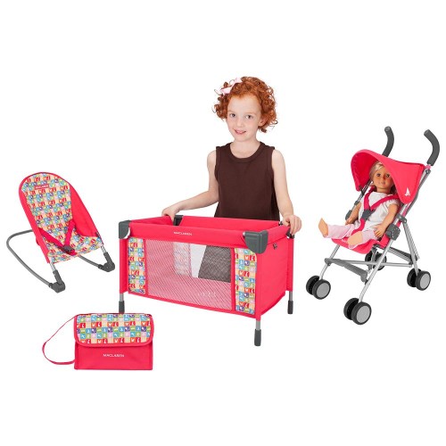 Maclaren Deluxe Doll Activity Set Bouncer, Stroller, Crib & Nappy Bag