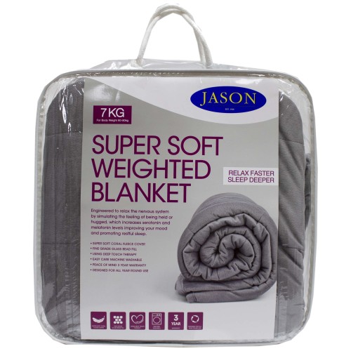 Jason Super Soft Weighted Blanket (Silver) 183x122cm Buy online at