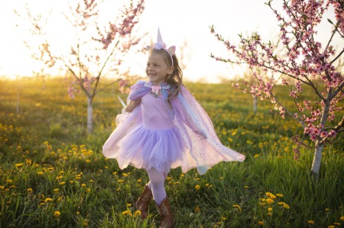 Pink Shimmer Unicorn Dress & Headband, Size 3-4