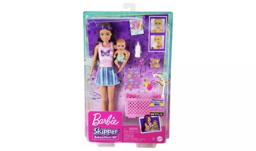 Barbie Toys, Skipper High Chair and Crib Playset with Skipper Doll